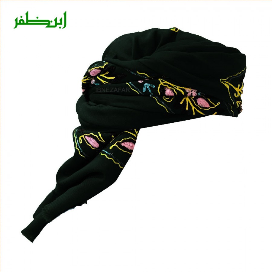 Black Ghaznavi Style Kingri Kashmiri / Musar / Rumal / Ghutra / Shemagh